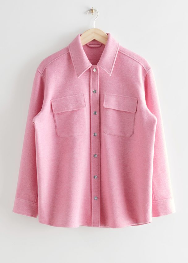 & Other Stories Oversized Wool Blend Overshirt Pink