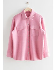 Oversized-Hemdjacke aus Wollmischung Rosa