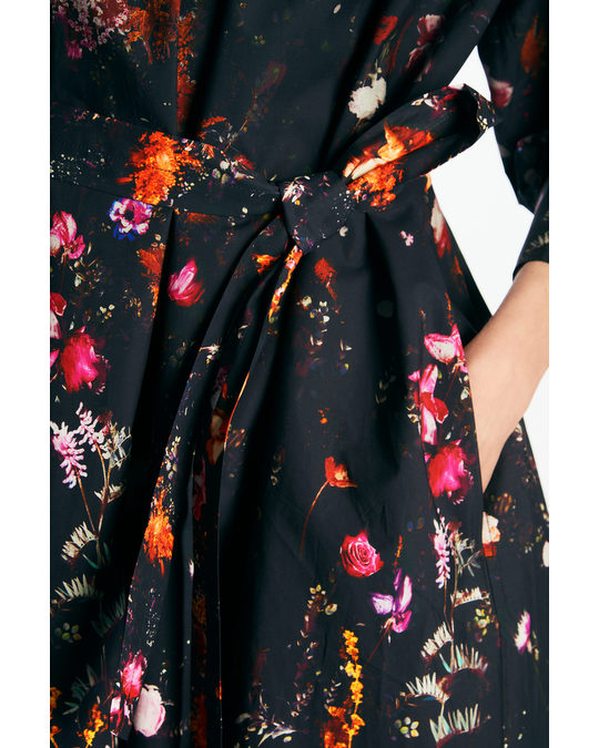 COS Floral Print Midi Dress Black