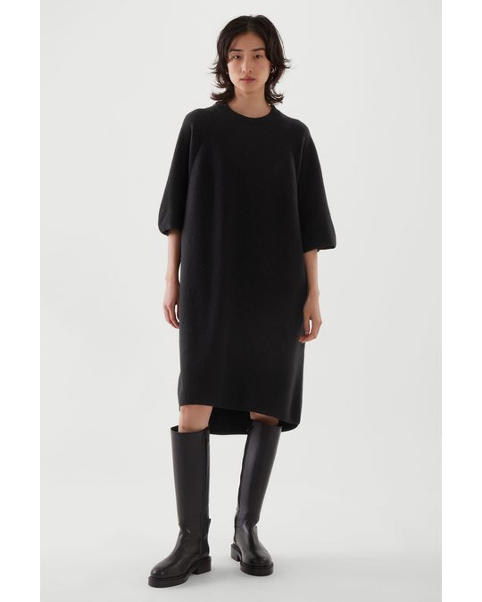 COS Oversized-fit Wool T-shirt Dress Black