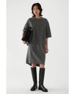 Oversized-fit Wool T-shirt Dress Dark Grey