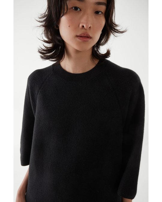 COS Oversized-fit Wool T-shirt Dress Black