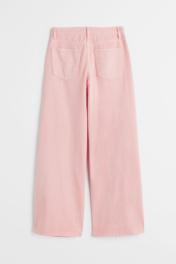 H&M Wide High Twill Trousers Light Pink