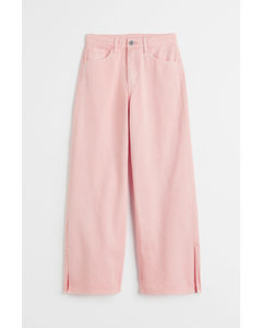 Wide High Twill Trousers Light Pink