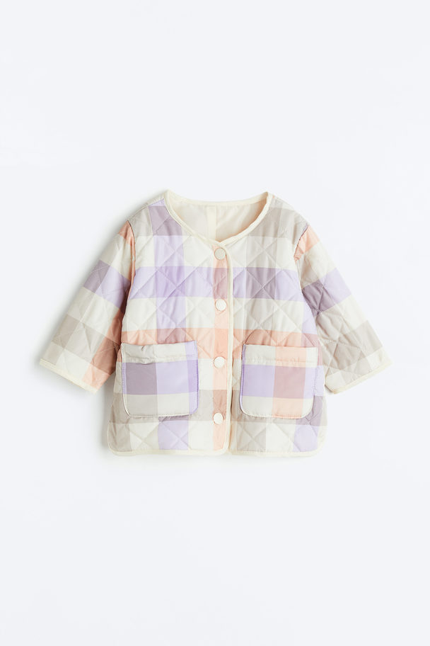 H&M Quilted Jacket Natural White/checked