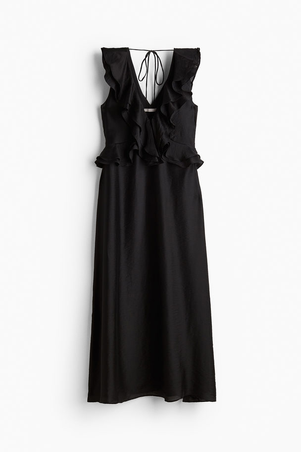 H&M Volantkleid Schwarz