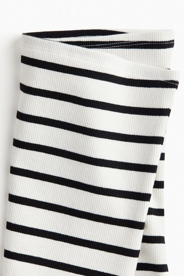 H&M Ribbestrikket Tubetopp Hvit/sort Stripet