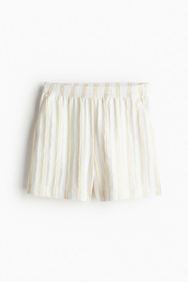 H&M Pull On-shorts Hvid/lys Beigestribet