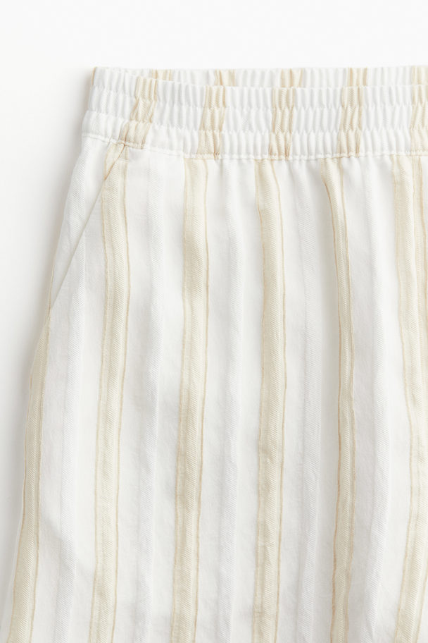 H&M Pull On-shorts Hvit/lys Beige Stripet