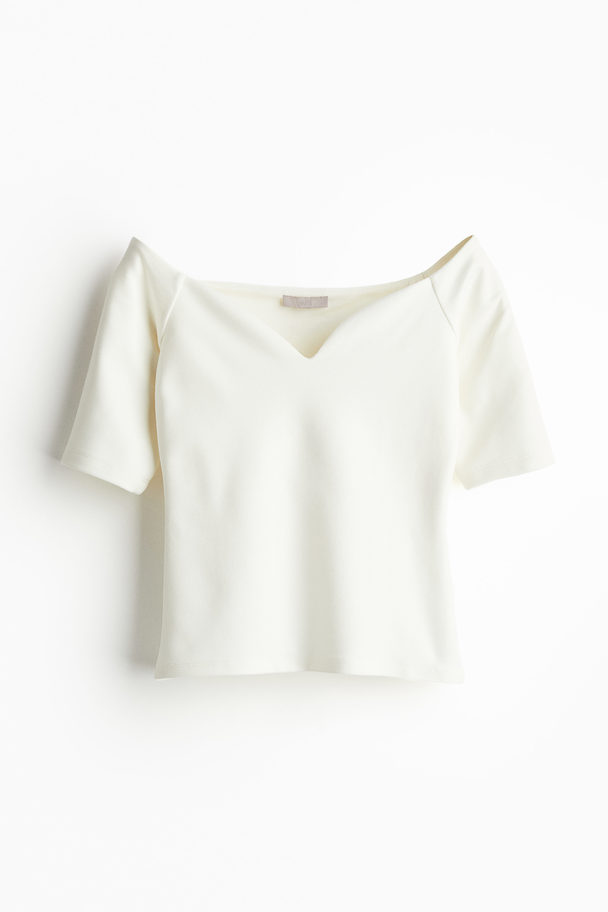 H&M Off-Shoulder-Shirt Weiß