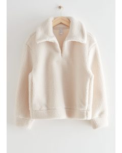 Faux Shearling Sweater White