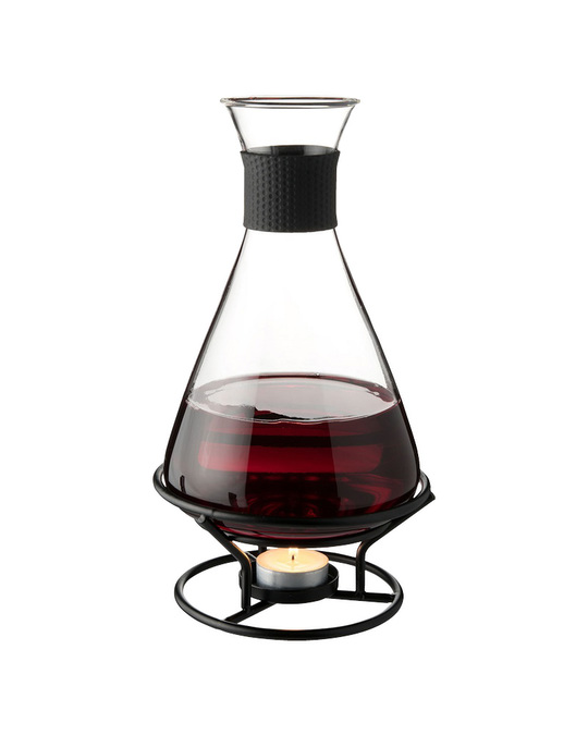 Dorre Wine Pot In Glass Silicon Handle Black Iron Rack