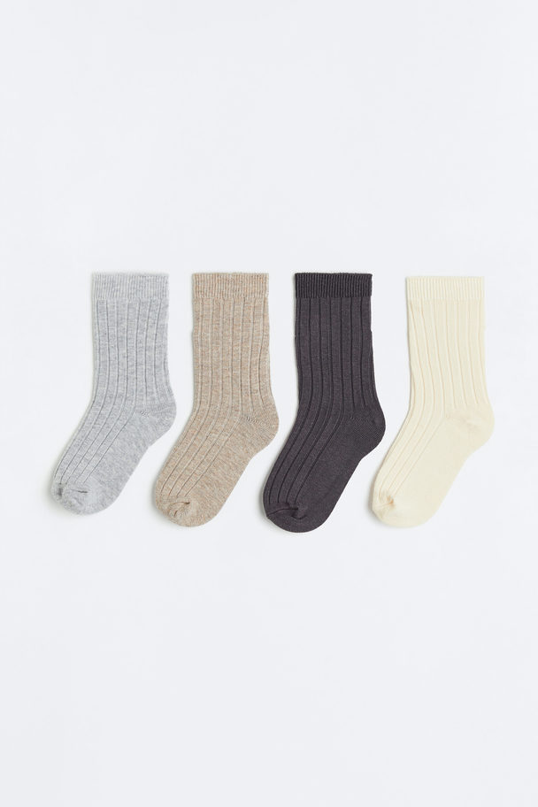 H&M 4-pack Socks Light Grey/beige