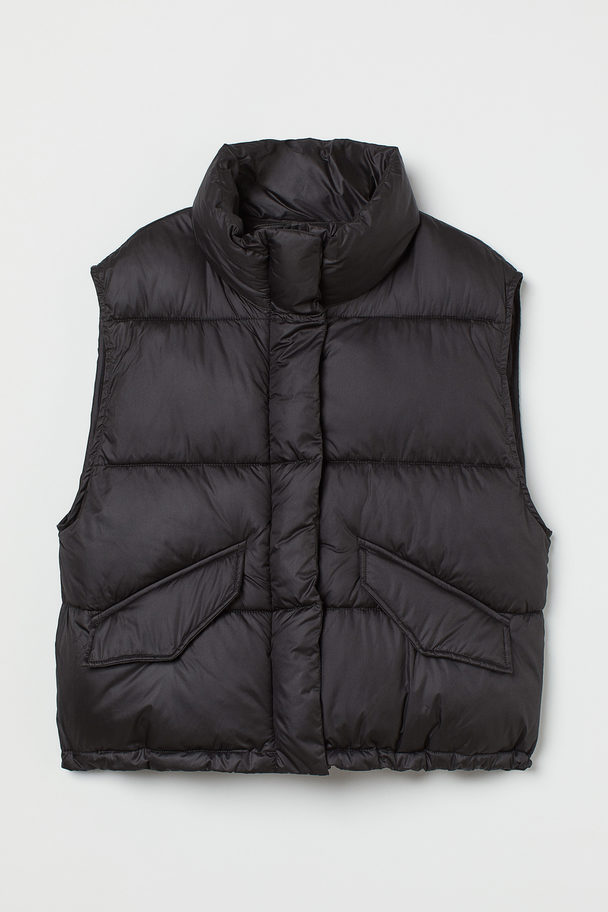 H&M Stand-up-collar Puffer Gilet Black