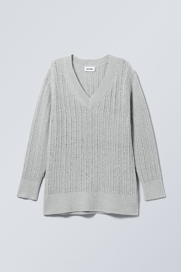 Weekday Farila Oversized Distressed Sweater Light Dusty Grey