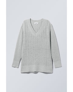 Farila Oversized Distressed Sweater Ljus Dimgrå