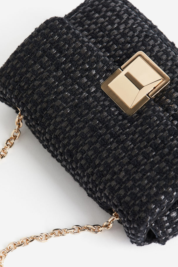 H&M Textured-weave Crossbody Bag Black