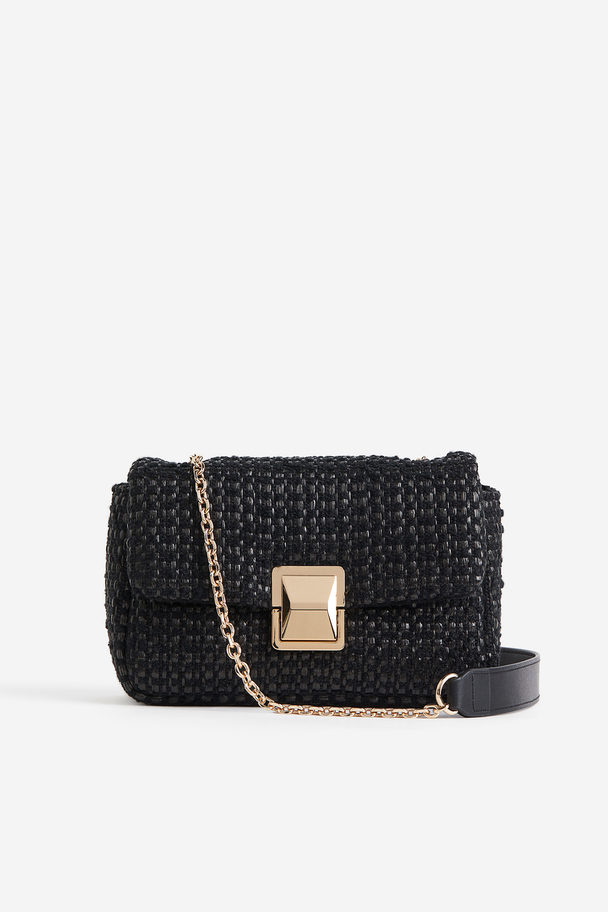 H&M Textured-weave Crossbody Bag Black