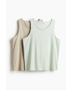 2-pack Regular Fit Vest Tops Beige/light Green