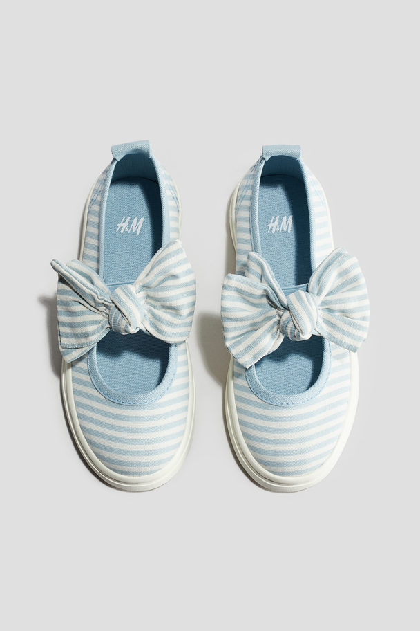 H&M Bow-detail Ballerina Trainers Light Blue/striped