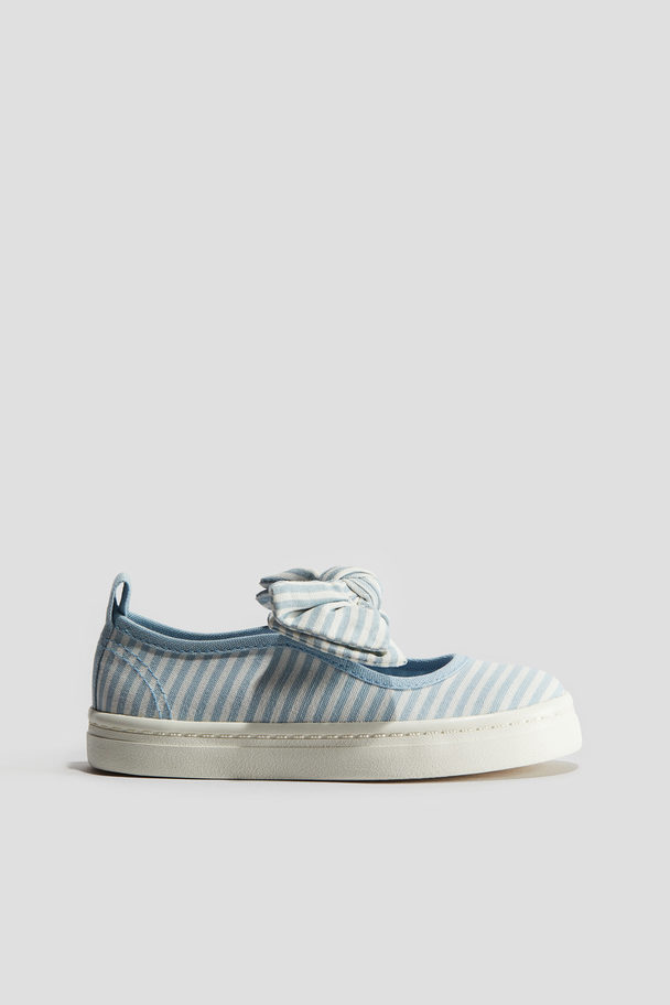 H&M Bow-detail Ballerina Trainers Light Blue/striped