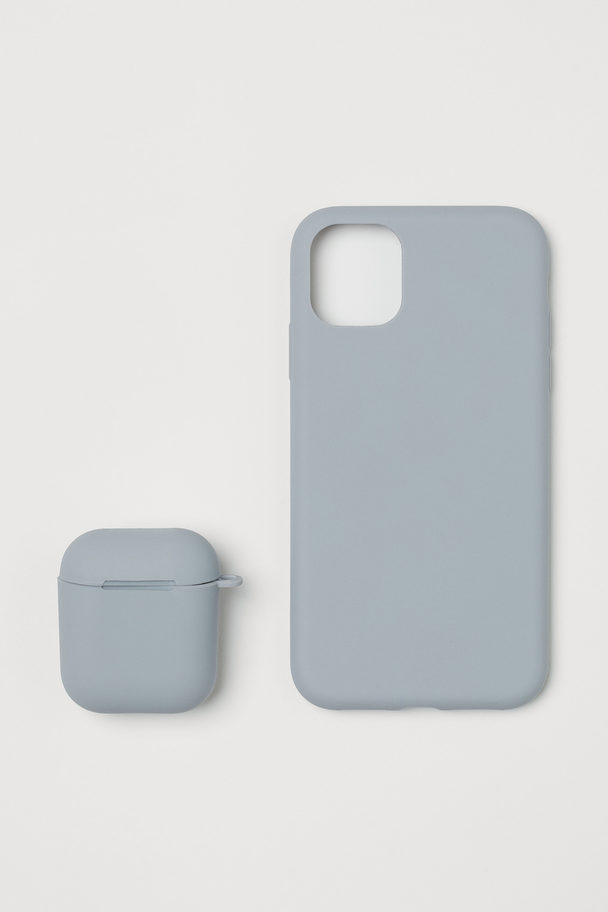 H&M Iphone-cover Og Airpods-etui Støvet Blå