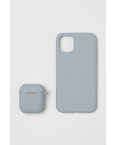 Iphone-cover Og Airpods-etui Støvet Blå