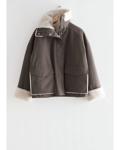 Oversized Shearling Jacket Brown