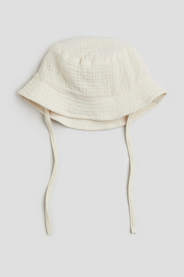 H&M Cotton Muslin Bucket Hat Light Beige