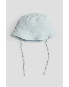 Bucket Hat aus Baumwollmusselin Helles Mattblau