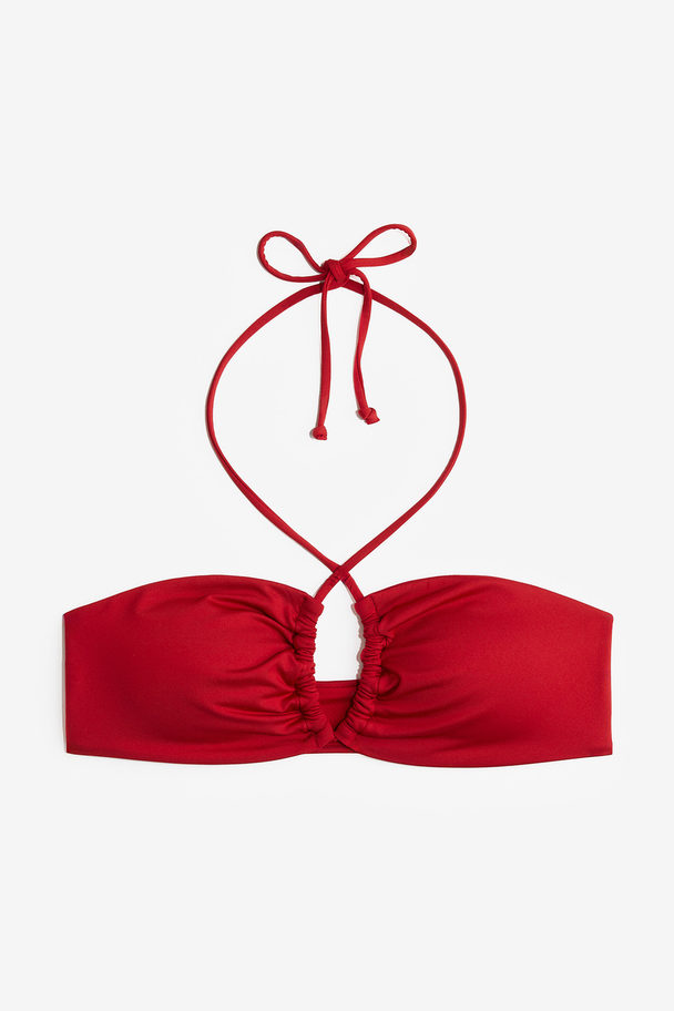 H&M Vatteret Bikinitop Med Halterneck Rød