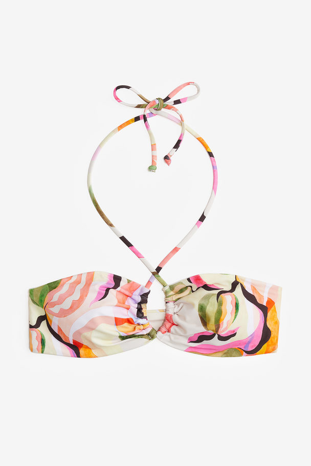 H&M Vatteret Bikinitop Med Halterneck Creme/mønstret