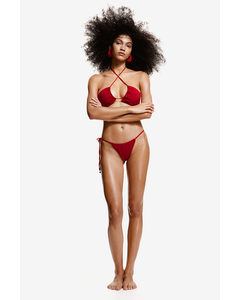 Padded Halterneck Bikini Top Red