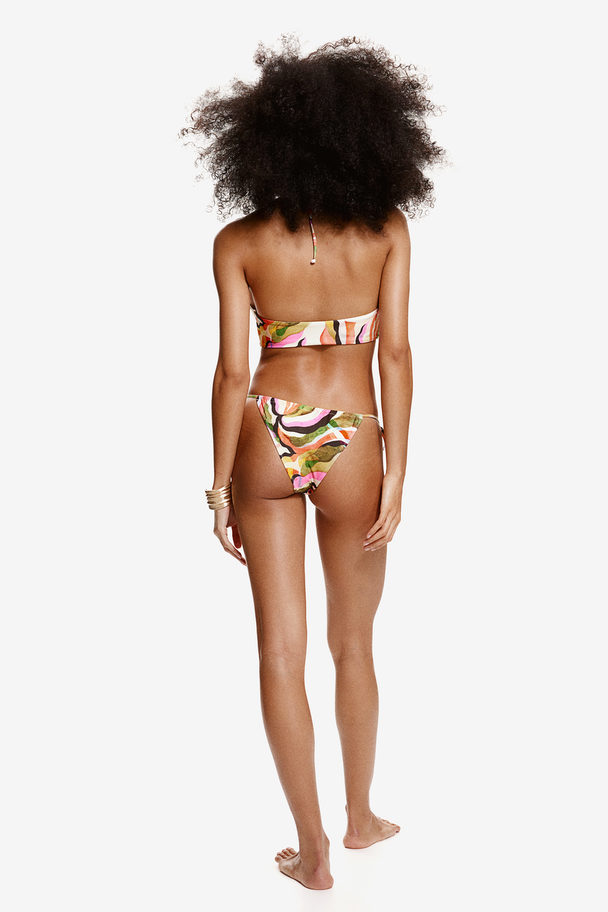 H&M Padded Halterneck Bikini Top Cream/patterned