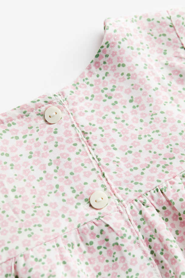 H&M Pocket-detail Dress Light Pink/small Flowers