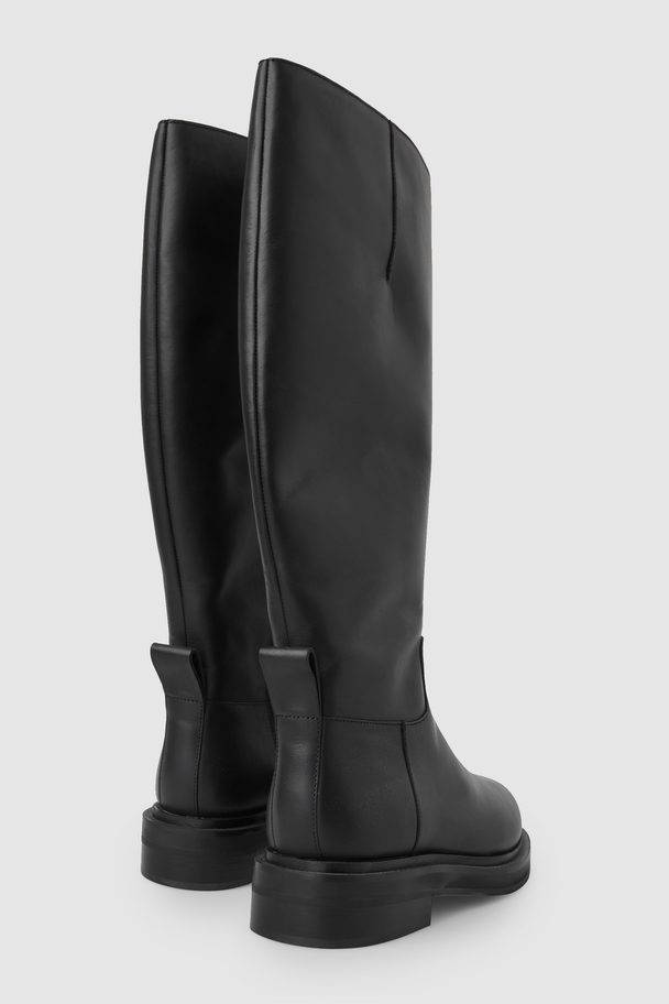 COS Leather Riding Boots Black
