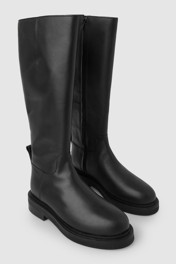 COS Leather Riding Boots Black