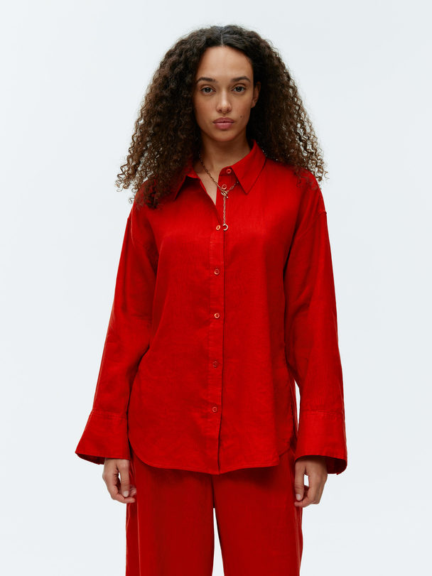 ARKET Loose Linen Shirt Red