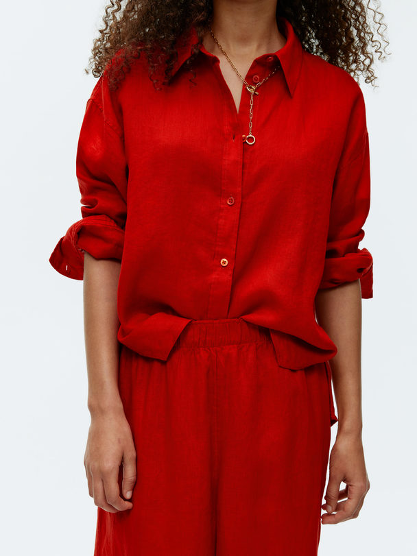 ARKET Loose Linen Shirt Red