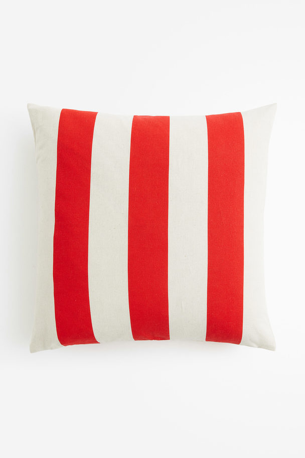 H&M HOME Linen-blend Cushion Cover White/red Striped