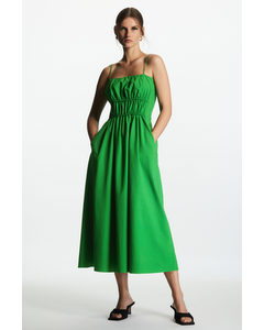 Shirred Midi Dress Green