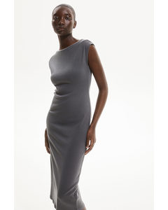 Boat-neck Jersey Dress Dark Grey