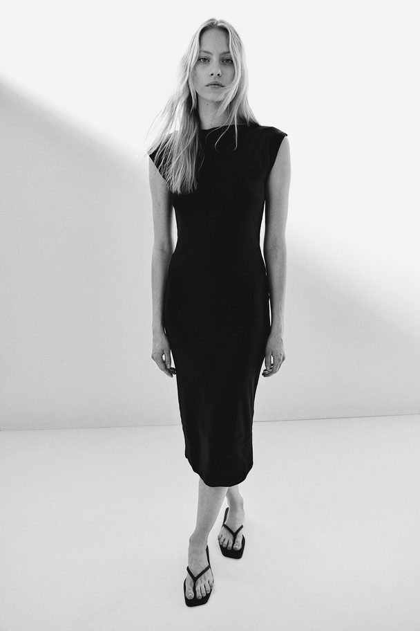 H&M Boat-neck Jersey Dress Black