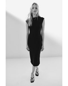 Boat-neck Jersey Dress Black