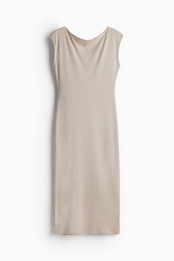 H&M Jerseykleid mit U-Boot-Ausschnitt Beige