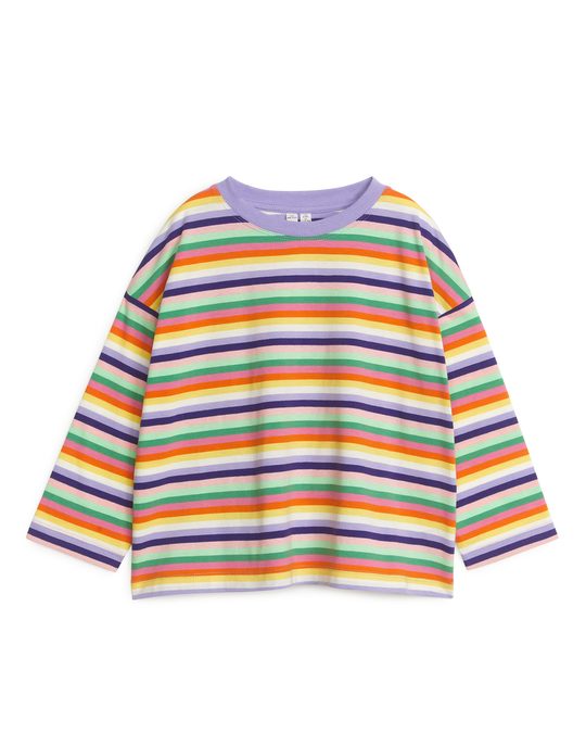 Arket Long Sleeve Jersey Top Lilac/multicolour