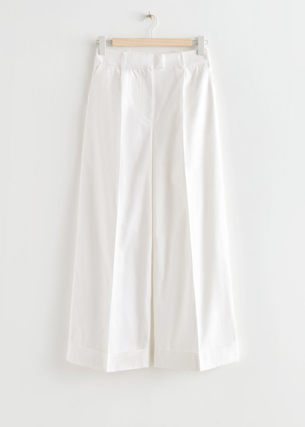 & Other Stories Wide Press Crease Trousers White