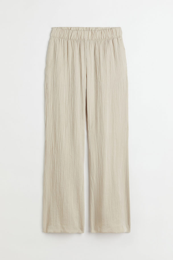 H&M Crinkled Trousers Light Beige