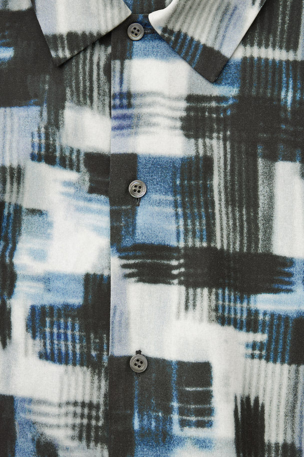 COS Brushstroke-print Shirt Black / Blue / White