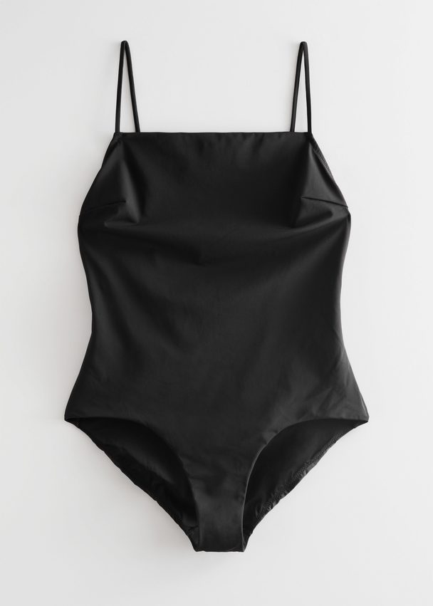 & Other Stories Strappy Open Back Swimsuit Black